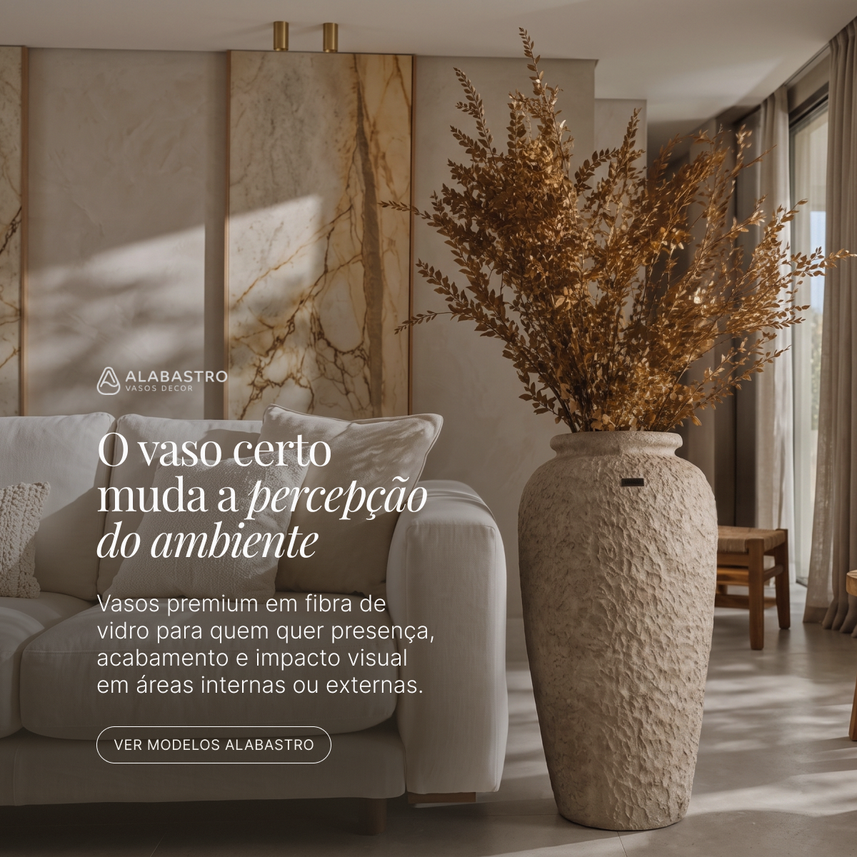 Criativo 01 da Alabastro com vaso premium em ambiente interno